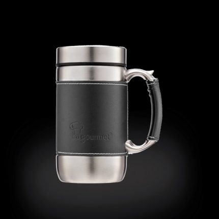 Leather Cladding 0.5L Leisure Thermal Mug with Tea Strainer (Black)