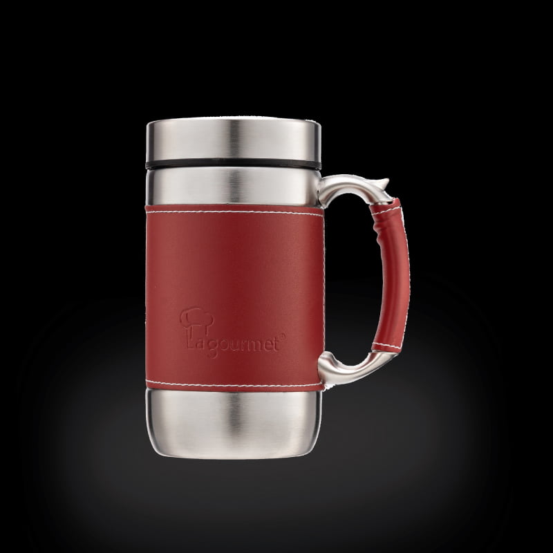 800x800_LG-LEATHER-CLADDING-500ML-LEISURE-MUG-WITH-TEA-STRAINER-(RED) Leather Cladding 0.5L Leisure Thermal Mug with Tea Strainer (Red) - Image 1