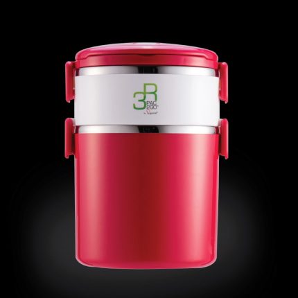 New Millennium PAC2GO 2.5L 2 tier Tiffin Carrier (Red and White)