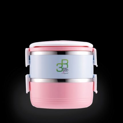 New Millennium PAC2GO 1.4L 2-tier Lunch Box (Pink and Blue)