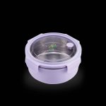 PAC2GO Sassy Collection 1L Round Lunch Box With 304 Stainless Steel Insert (Purple)