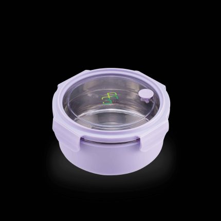 PAC2GO Sassy Collection 1L Round Lunch Box With 304 Stainless Steel Insert (Purple)