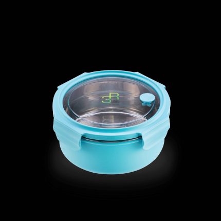 PAC2GO Sassy Collection 1L Round Lunch Box With 304 Stainless Steel Insert (Turquoise)