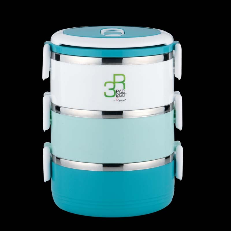 16-Aunty-Siew-Merdeka-SKU La gourmet New Millennium PAC2GO 2.1L 3-tier lunch box -Turquoise and White - Image 1