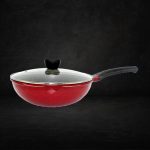 Vviva 30 x 9.5cm Cast Aluminium Stir Fry Wok with lid (IH)