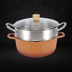 Shogun Morandi Cast Aluminium Casserole 28 x12.5cm with Glass Lid with Steamer Insert with Induction(IH)