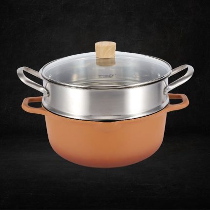 Shogun Morandi Cast Aluminium Casserole 28 x12.5cm with Glass Lid with Steamer Insert with Induction(IH)