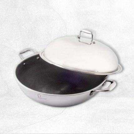 Galactic Honeycomb Wok 38x12cm with Stainless Steel Cover with Induction (IH)