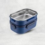 PAC2GO 1650ml 2 Tier Tiffin Carrier with Cutlery - Blue - Image 3