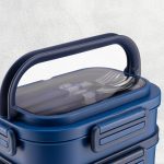 PAC2GO 1650ml 2 Tier Tiffin Carrier with Cutlery - Blue - Image 7
