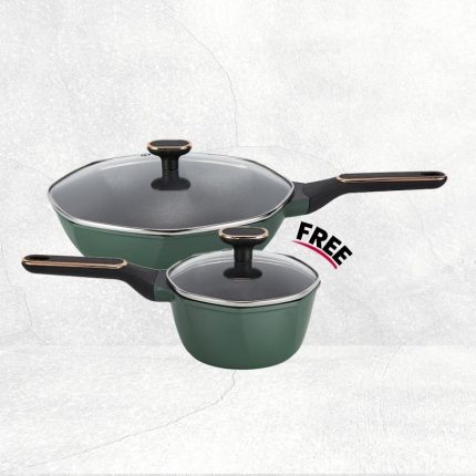 Shogun Octagon 30cm Wok with Glass Lid ,(Induction) + 18cm Saucepan with Glass Lid ,(Induction)