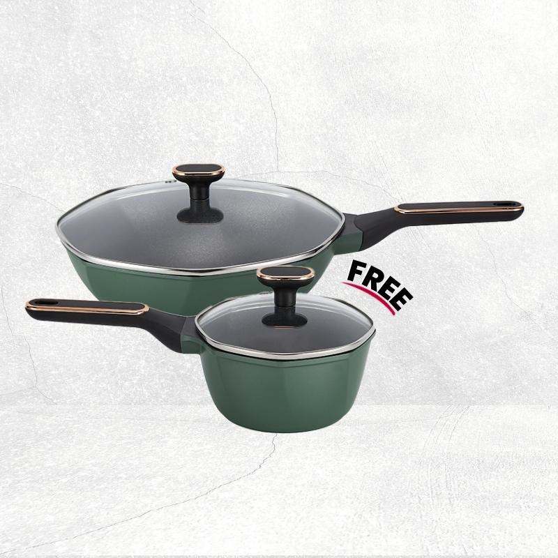 Shogun Octagon IH Cookware Set Shogun Octagon 30cm Wok with Glass Lid ,(Induction) + 18cm Saucepan with Glass Lid ,(Induction) - Image 1