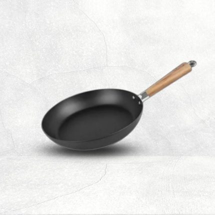 Blusteel Carbon Steel Pan 28 x 5cm with Mark Acacia Wooden Long Handle with Induction (2.2L)