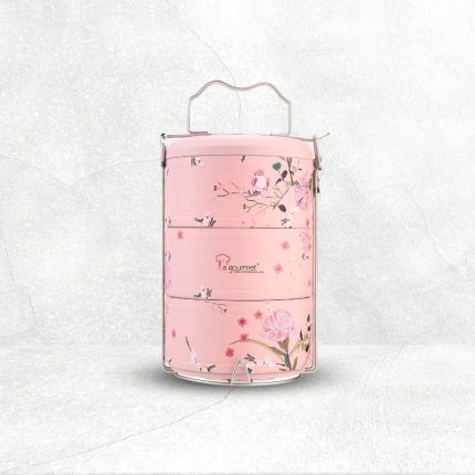 Vintage Collection 2.1L 3 Tier Double Wall Steel Tiffin Carrier - Coral