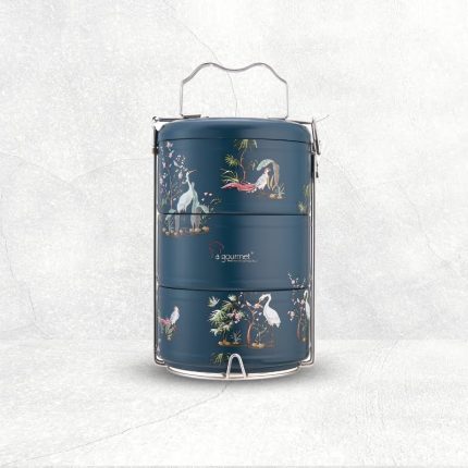 Vintage Collection 2.1L 3 Tier Double Wall Steel Tiffin Carrier - Dark Green