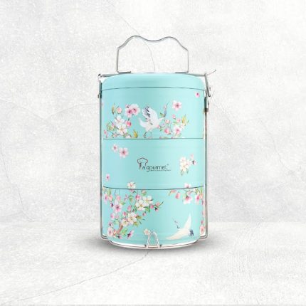 Vintage Collection 2.1L 3 Tier Double Wall Steel Tiffin Carrier - Turquoise