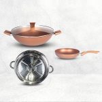 Copper Diamond 34cm Wok With Glass Lid (IH) Free 20cm Free Frypan (IH) - Image 2