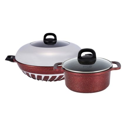 Shogun Twister Wok 40 x 11.5cm with Semi Glass Lid Non Induction [Free Casserole 20cm with Induction]
