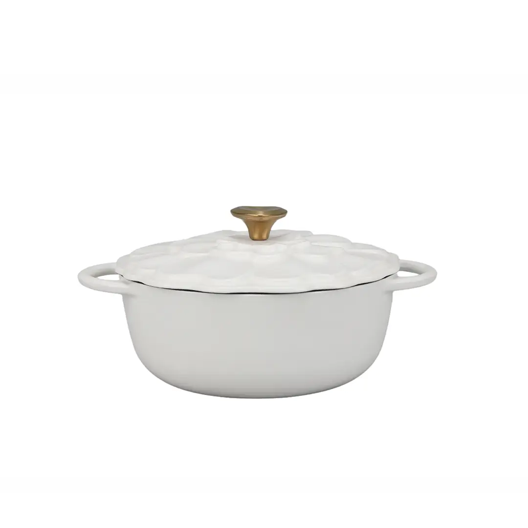 2026.03.09 La gourmet La Fleur 20 x 8.5cm Enameled Cast Iron Casserole,2L - (Gardenia) 01 La Fleur 20cm Casserole – Enameled Cast Iron 2L Gardenia - Image 1