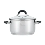 Aura 20cm Casserole with Glass Lid - 18/10 Stainless Steel 3.4L