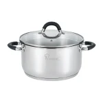 Aura 24cm Casserole with Glass Lid - 18/10 Stainless Steel 5.8L