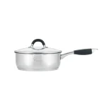 Aura 24cm Deep Frypan with Glass Lid - 18/10 Stainless Steel 3.8L