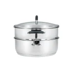 Aura 28cm Deep Frypan with Steamer Insert - 18/10 Stainless Steel 5.2L - Image 2