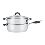 Aura 28cm Deep Frypan with Steamer Insert - 18/10 Stainless Steel 5.2L