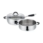 Aura 28cm Deep Frypan with Steamer Insert - 18/10 Stainless Steel 5.2L - Image 3